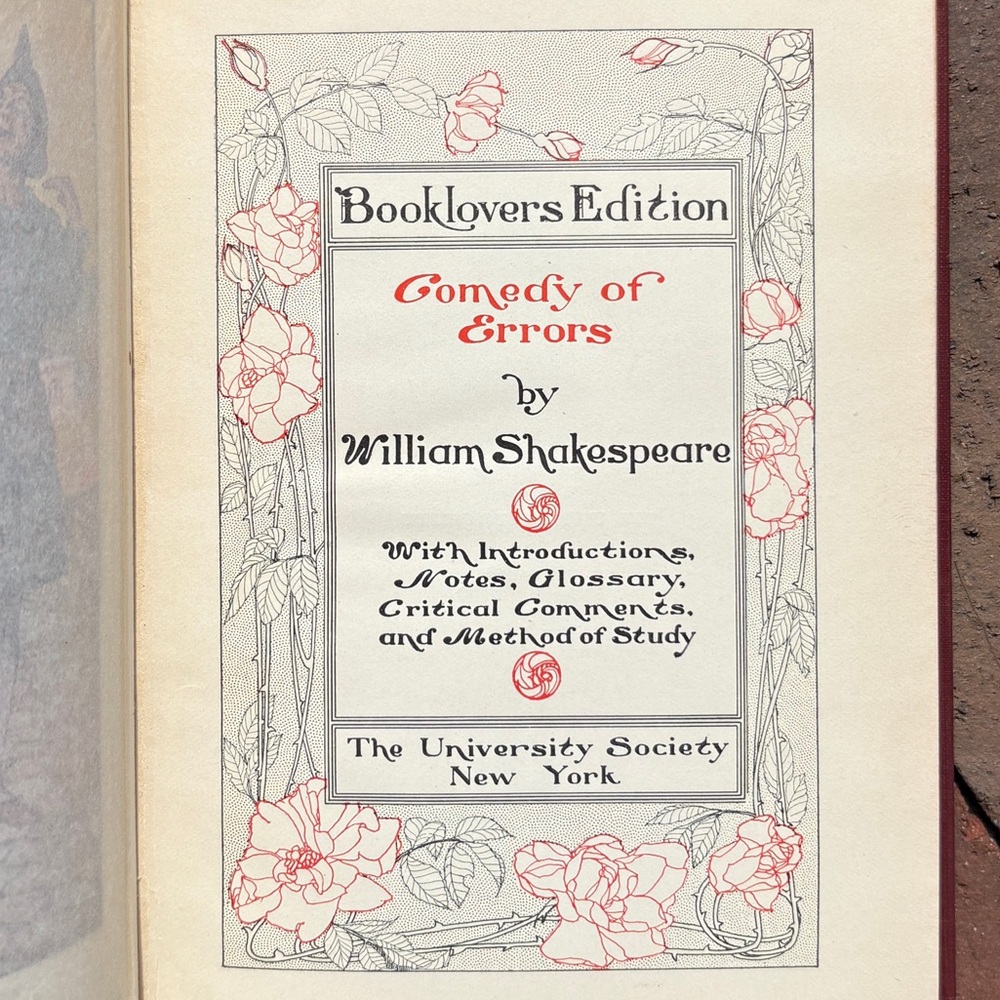 1901 Comedy of Errors University Society Shakespeare Dromeo Theatre Play Drama